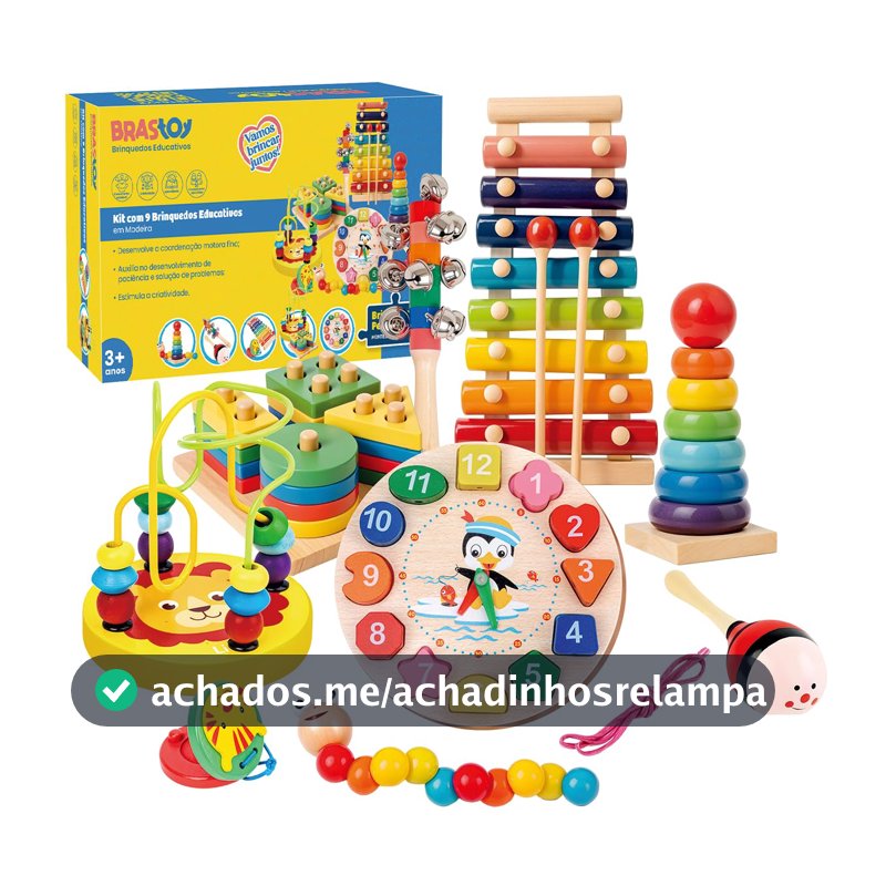 Brinquedo Educativo Montessori - Conjunto de Madeira com 8 Peças