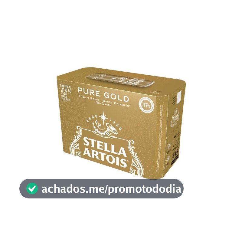 Cerveja Stella Artois, Pure Gold, Lata 350ml, Pack com 8 unidades