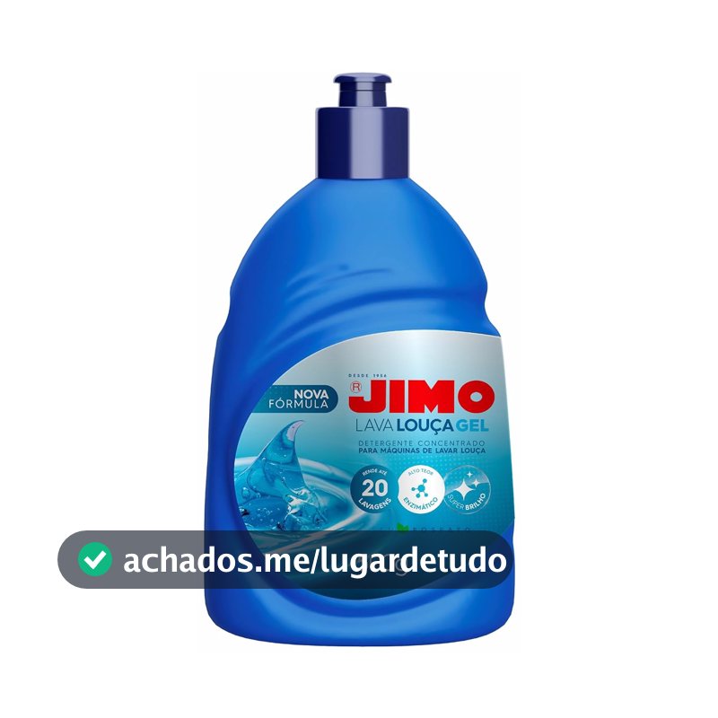 JIMO Lava Louca Gel Detergente Concentrado Desengordurante Super Brilho Limpeza Biodegradavel Rende 20 lavagens 500g