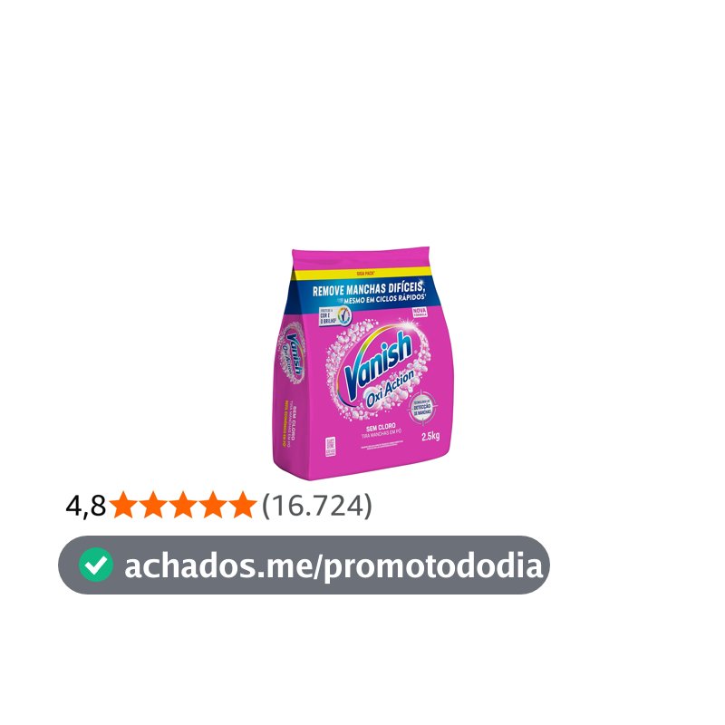 Tira Manchas em Pó Vanish Oxi Action Pink Refil 2,5kg para Roupas Coloridas, Sem Cloro, com Percarbonato, Remove Manchas Difíceis, Preserva as Cores e Deixa as Roupas Como Novas