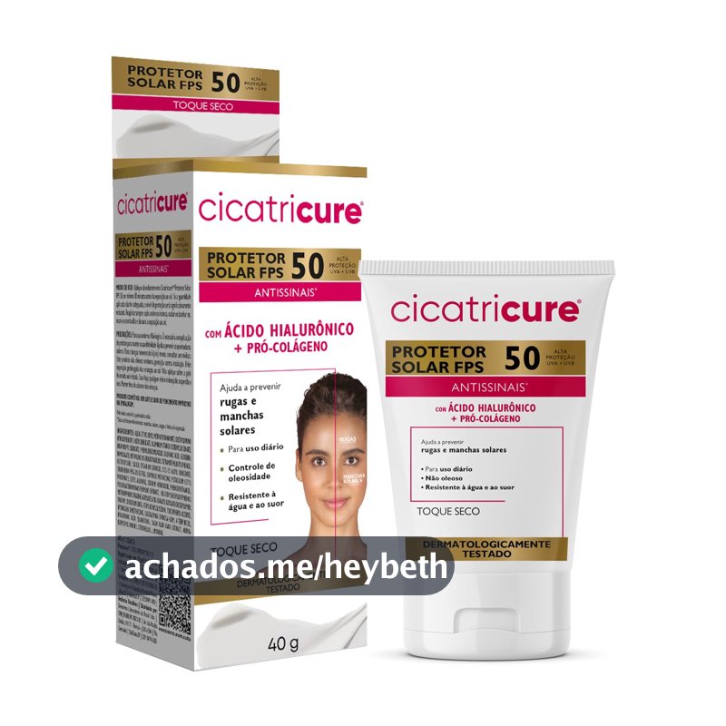 Cicatricure Protetor Solar Facial FPS 50 Antissinais Toque Seco UVA/UVB Para Pele Oleosa, Resistente à Água e Suor, Efeito Matte, Hidratante Diário Skin Care 40 ml