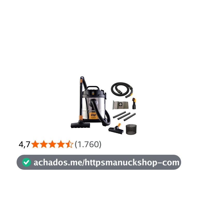 WAP Aspirador de Pó e Água Barril GTW INOX 12, Compacto, 12 Litros, com Filtro Lavável, 160mbar 1400W 127V
