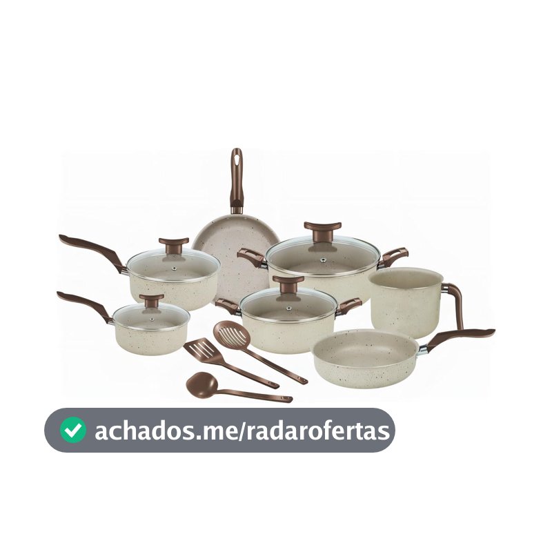Dona Chefa, Super Jogo De Panelas 10 Peças Elegan Baunilha Tampa de Vidro Antiaderente, Conjunto de Panela para Cozinha Teflon