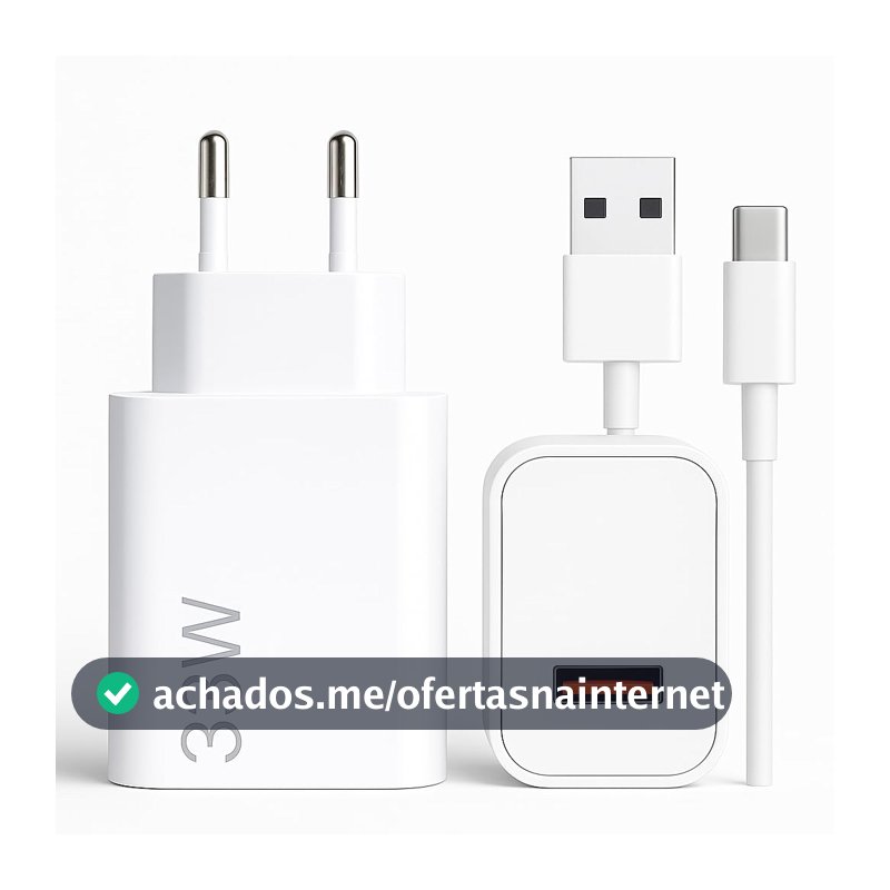 Carregador Turbo Tipo C 33W Com Carregamento Rápido Com Cabo Tipo C Compatível Com Todos Os Dispositivos USB-C, Compativel Com IPhone 15/16, Compativel Com ANdroid, Tablet, SmartWatch