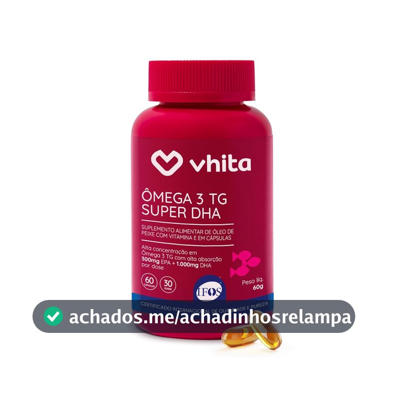 Ômega 3 DHA 1000mg TG com Selo Ifos Vitamina E 60 cápsulas Vhita