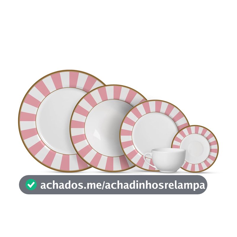 Aparelho de Jantar Alleanza 20 pçs Stripe Rosa