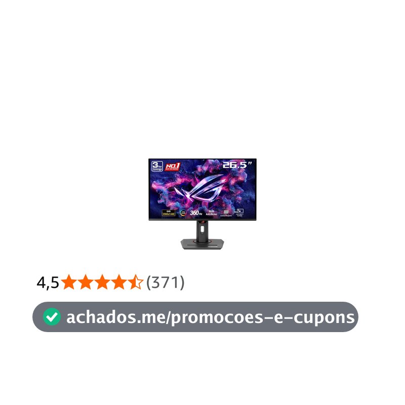 ASUS Monitor de jogos ROG Strix 67.3 cm 1440P QD-OLED (XG27ACDNG) -QHD (2560x1440), 360Hz, 0,03ms, dissipador de calor personalizado, OLED Care+, compatível com G-SYNC, 99% DCI-P3, DisplayWidget, AI