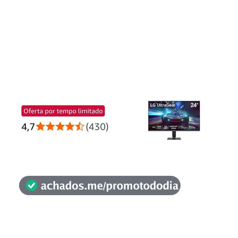 LG UltraGear Monitor Gamer 24" IPS 144Hz (O/C) 1ms (MBR) Full HD (1920x1080) HDR10 NVIDIA G-SYNC AMD FreeSync, Preto - 24G411A