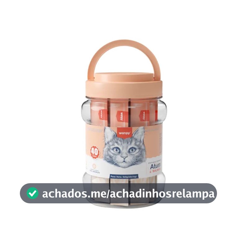 Wanpy Creamy Petisco Cremoso para Gatos, 40 Sachês, 560g, Sabor: Atum e Salmão