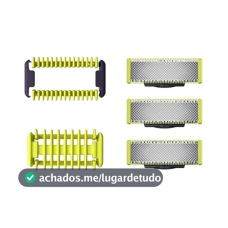 Lâminas de Reposição Originais Philips OneBlade QP630/51 Aço Inoxidável - Raspa, Apara e Contorna - Pacote com 3 un