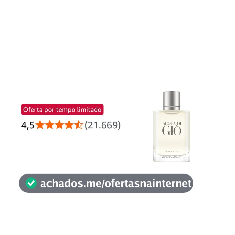 Armani Beauty, Acqua di Giò Eau de Toilette, Giorgio Armani, Perfume Masculino Refilável, Fragrância Cítrica, Aquática e Fresca com Notas de Bergamota, Cedro, Patchouli, Jasmim e Almíscar