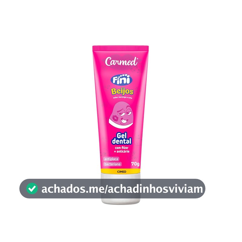 Carmed Fini Beijos Gel Dental com Flúor Sabor Morango e Nata 70g