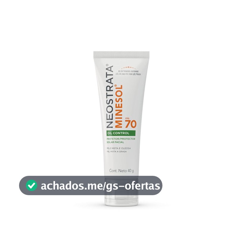 Protetor Solar Facial Minesol Oil Control, Sem Cor, FPS 70, 40g