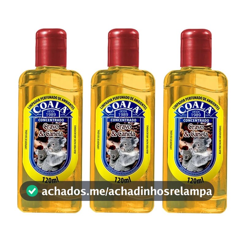 Kit 3 Limpador Perfumado de Ambiente 120ml Coala Cravo e Canela