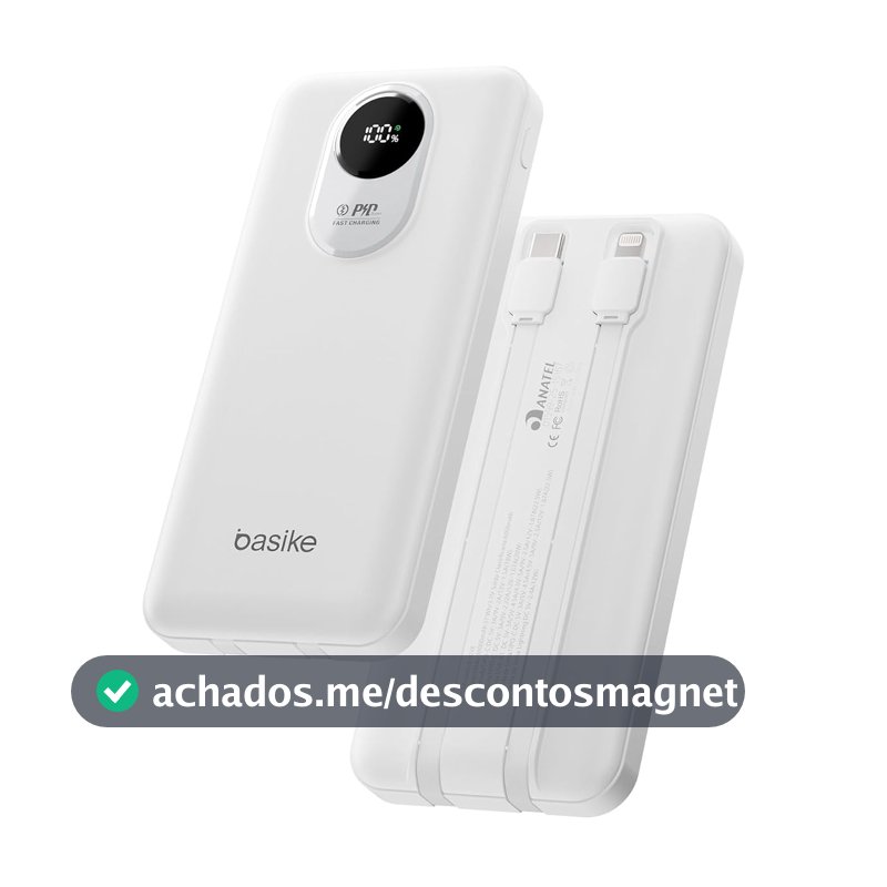 Basike Power Bank, Carregador Portátil Universal 10000mAh, Rápido 22,5W