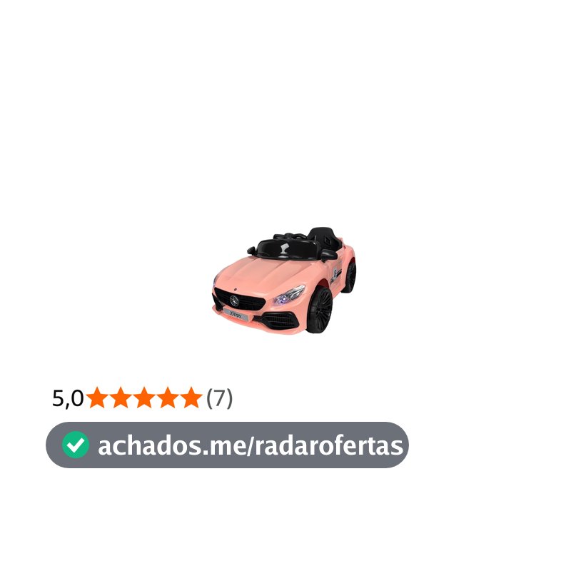 Zippy Toys Carro Elétrico M380 com Controle Remoto 6V, Rosa