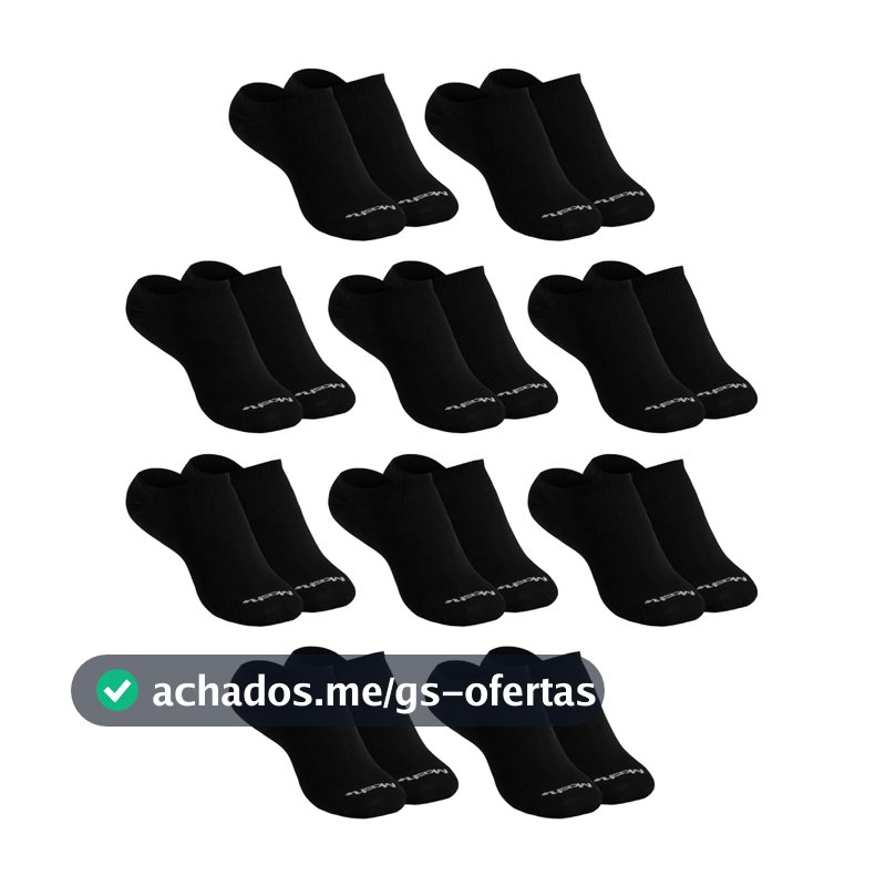 Kit 10 Pares de Meia Soquete Invisível Cano Curto Algodão Respirável Mash