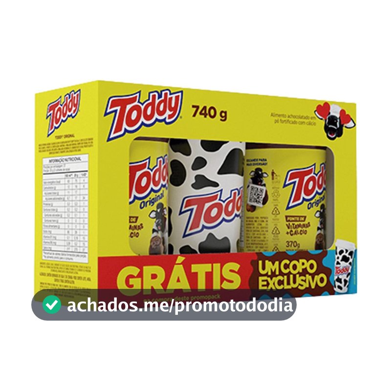 Kit 2 Achocolatados Pó Original Toddy 740g Copo Exclusivo