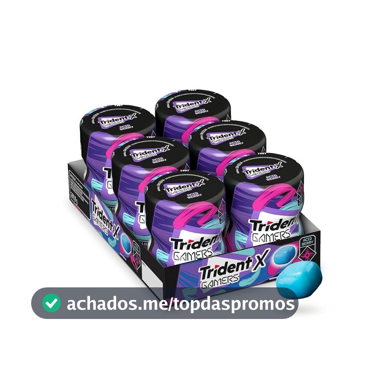 Chiclete Trident X Gamers Acid Berry - Caixa Com 6 Unid De 48,3g