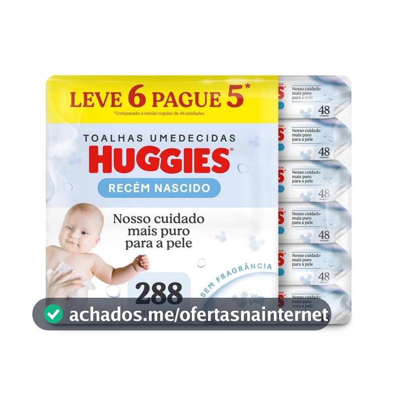 Lenços Umedecidos Huggies Recém-Nascido Sem Fragrância 6x48U