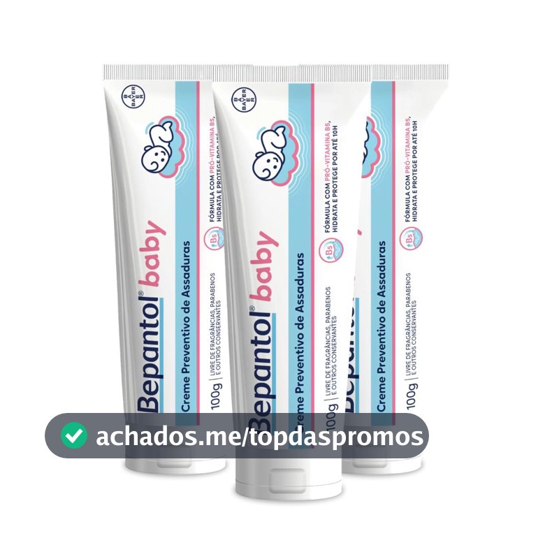 Kit 3 Cremes Pomadas de Assaduras Vit B5 com 100g cada, Total 300g - Bepantol Baby