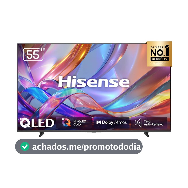 Hisense Smart TV 4K Hi-QLED 55" Polegadas 55QD68SG Hi-QLED com Tela Antirreflexo, Dolby Atmos, Processador AI, HDR 10+, 4K Upscale e Google TV