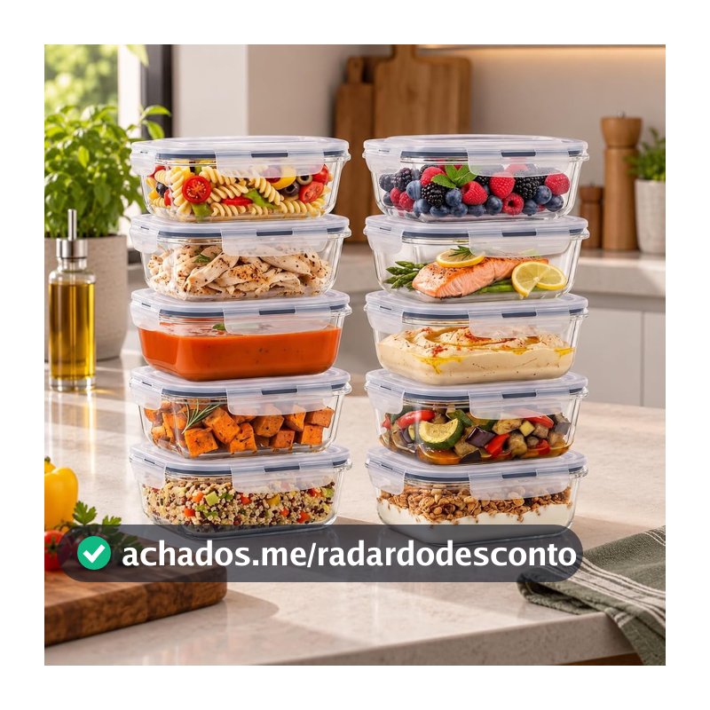 Rishon Pote Hermético para Marmita Vidro Borossilicato 640ml Kit 10un