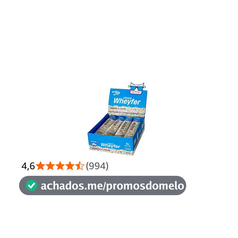 +Mu Chocowheyfer Proteico Sabor Cookies - Display com 12 unidades - 300g
