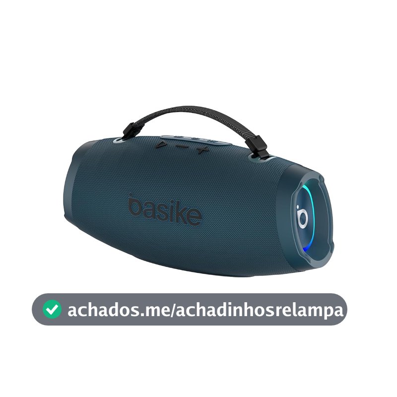 Basike Caixa de Som Estéreo Sem Fio, Boombox 120W, Bluetooth, azul