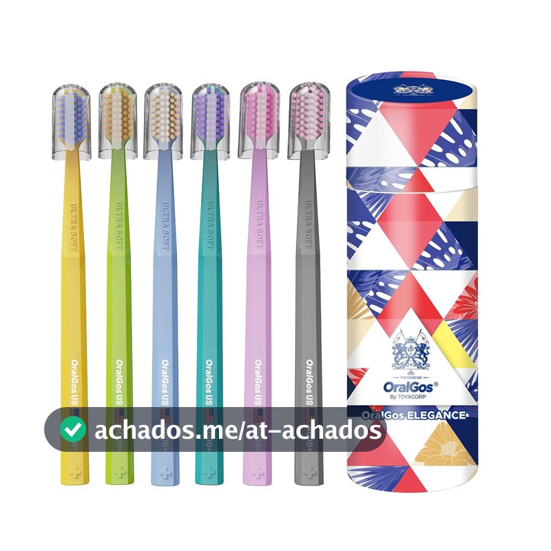 OralGos Escova de Dentes Premium 6 unidades Colorido, Cerdas Ultra Macias