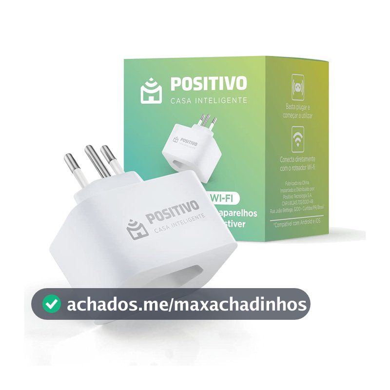 Smart Plug Wi-Fi 10A/1000W, Positivo Casa Inteligente, Ligue ou Desligue seus Eletrodomésticos Através do Celular, Compatível com Alexa