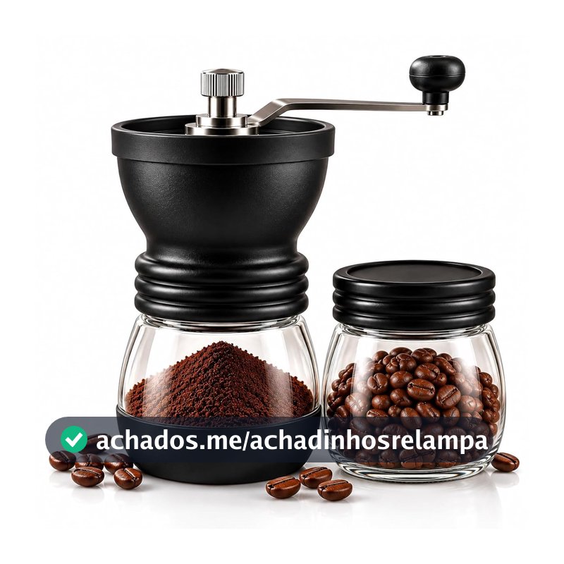 Moedor de Café Manual Cerâmica com Regulagem de Moagem e Pote Extra