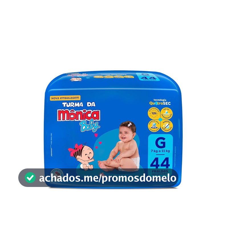 Fralda Turma da Mônica Baby Mega G 44 Unidades