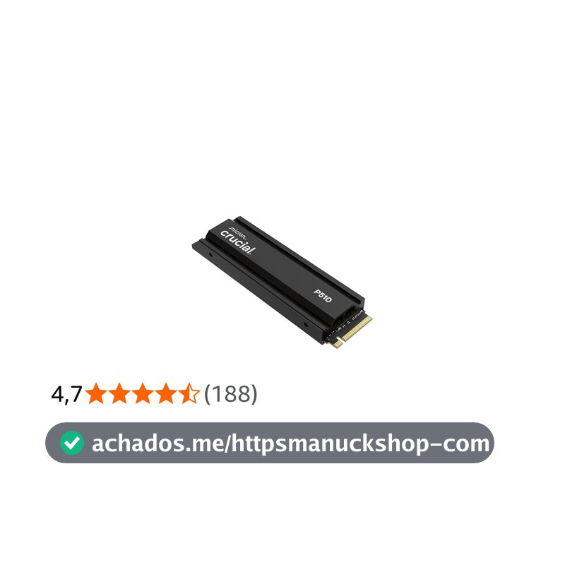 Crucial SSD P510 PCIe Gen5 NVMe 1TB com dissipador de calor, até 11.000 MB/s, TLC NAND, compatível com laptop e desktop (PC), para jogadores e criativos, unidade de estado sólido – CT1000P510SSD5-01