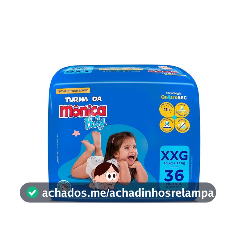 Fralda Turma da Mônica Baby Mega XXG 36 Unidades