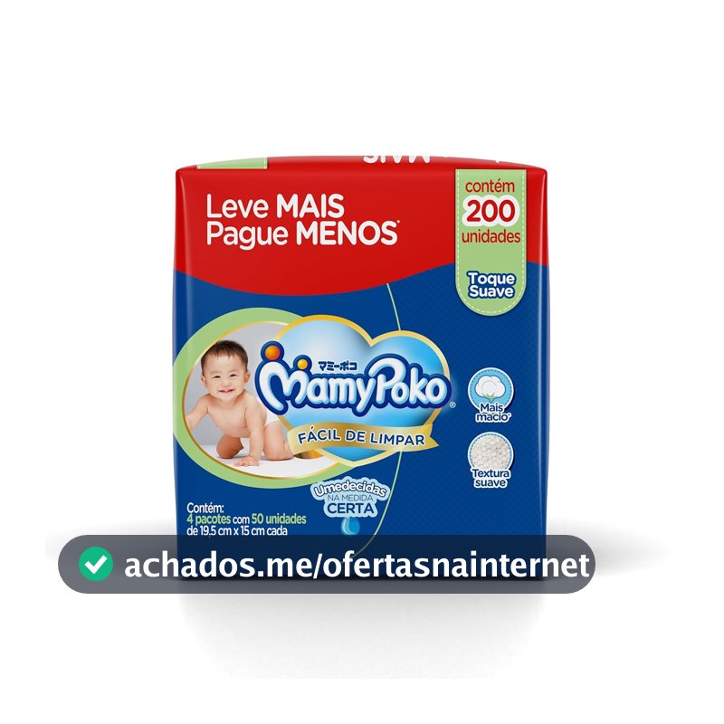 MamyPoko Lenços Umedecidos Toque Suave 200 Unidades