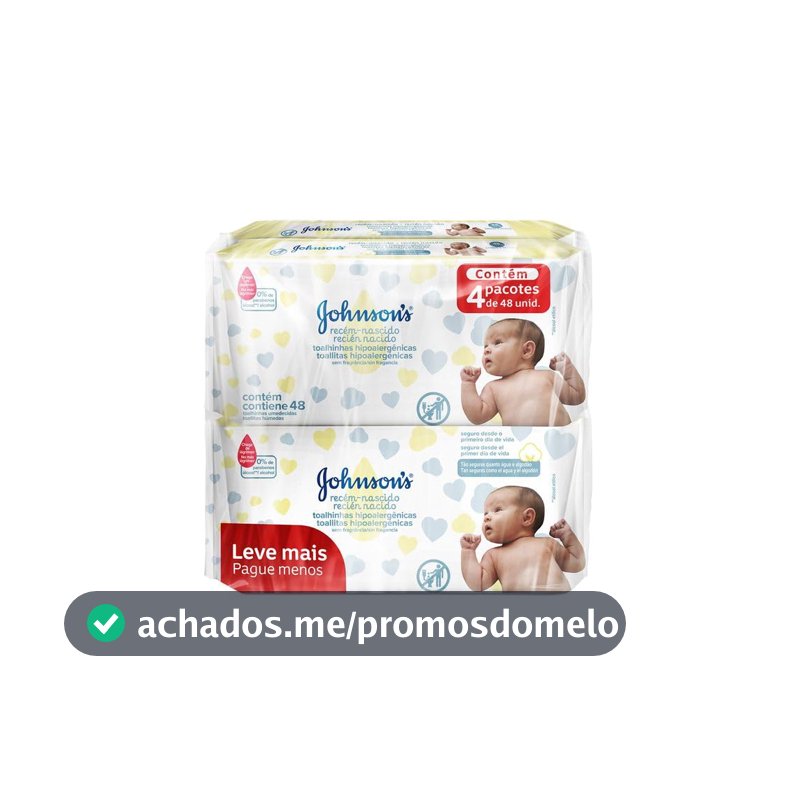 Lenços Umedecidos Johnson's Baby Recém-Nascido, 192 Unidades