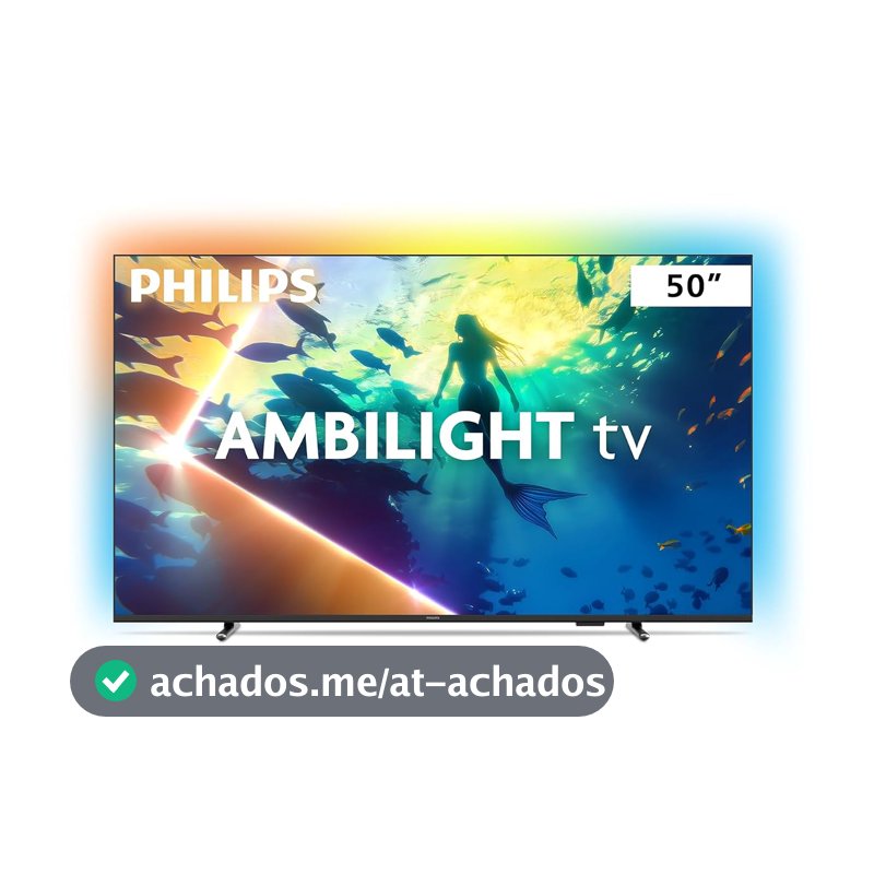 PHILIPS, Smart TV Ambilight 50" 4K, Titan OS, 50PUG8100/78, Comando de Voz, HDR10+/Dolby Atmos, VRR/ALLM, Bluetooth