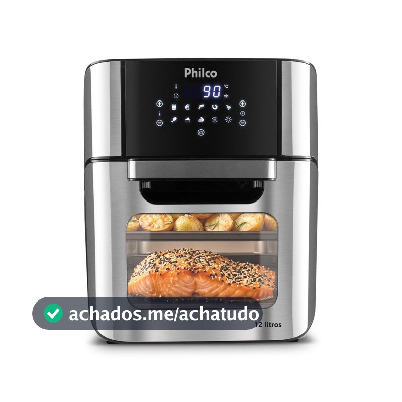 Philco Fritadeira Air Fryer Forno Oven 12L, Preto/Inox, 1800W, 127V - PFR2200P