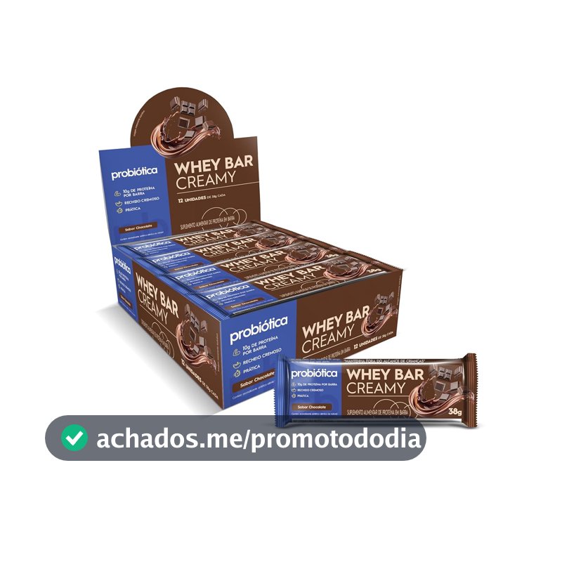 Whey Bar Creamy Caixa 12 unidades (456g), Chocolate, Probiótica