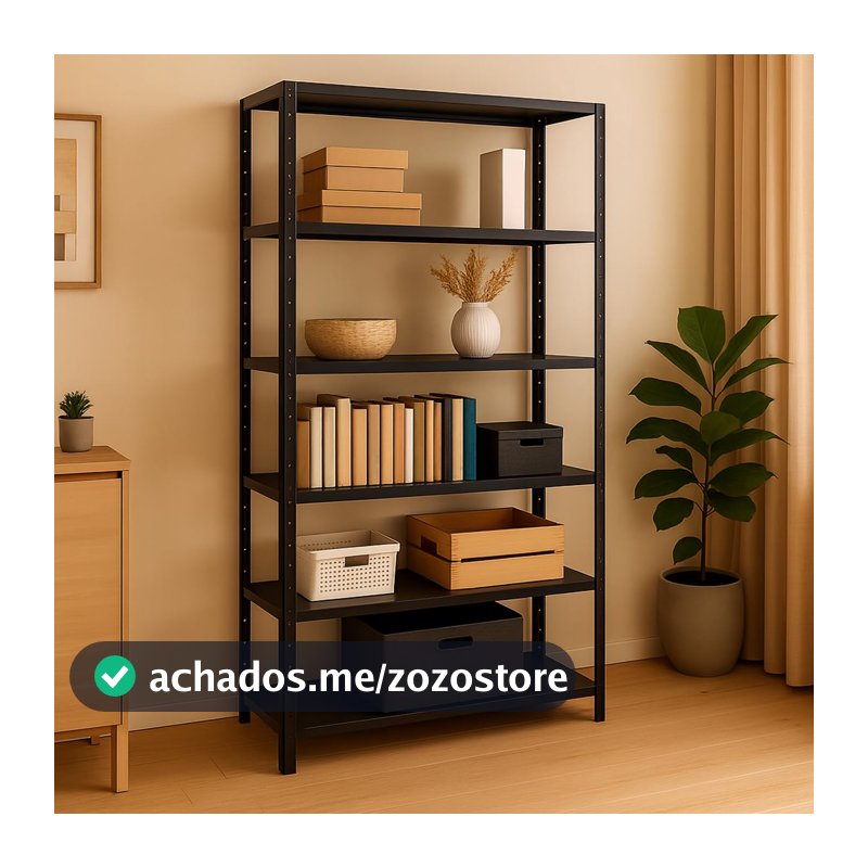 Estante Prateleira Armário Industrial De Aço 6 Bandejas Preta 185x90 Suporta 150kg