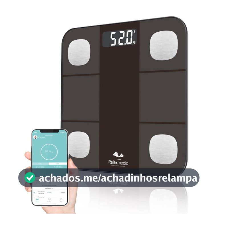 Balança Digital Corporal Bioimpedância c/Aplicativo Bluetooth Smart App - Relaxmedic