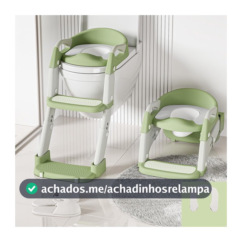 Ninho Design Assento Redutor Infantil para Vaso Sanitário com Escada + Vaso Pequeno Branco Integrado — 2 em 1 Penico Infantil, Mictório, Almofadado, Antiderrapante (Verde e Branco)