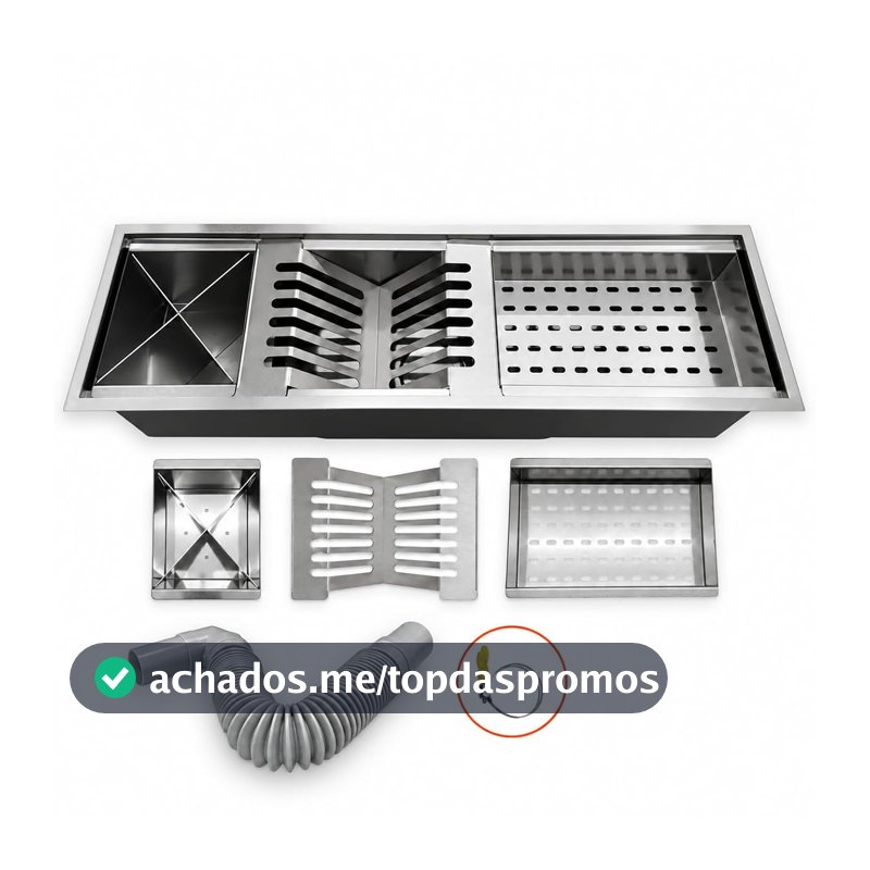 Calha Cozinha Escorredor Canal Organizador Embutir Úmida Inox 60cm Cor Aço inox escovado