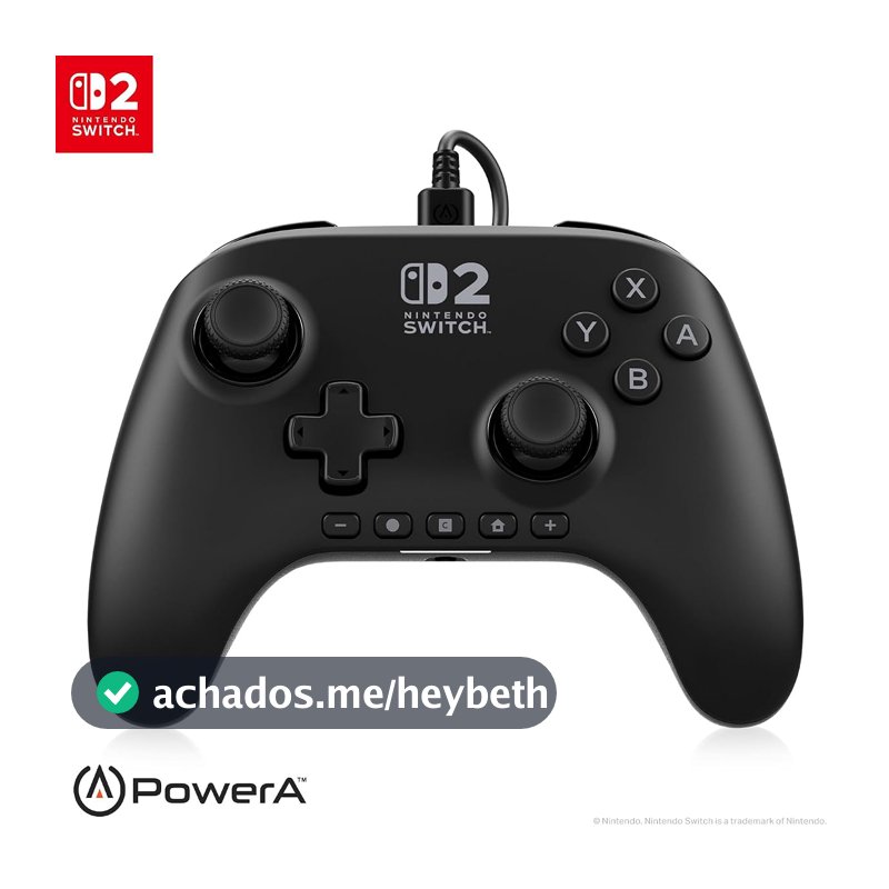 PowerA Controle Advantage com Fio para Nintendo Switch 2 - Preto, Licenciado, Efeitos Hall, Botões Mapeáveis, Pro Controller, Botão-C, Controles de Áudio