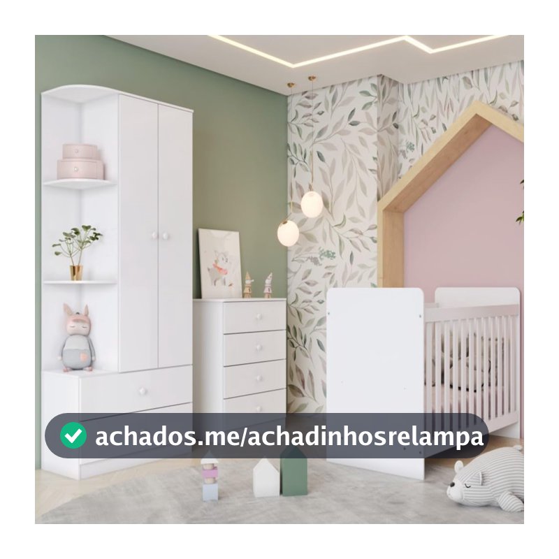Quarto de Bebê Completo Labirinto 2 Portas 6 Gavetas Branco - Henn