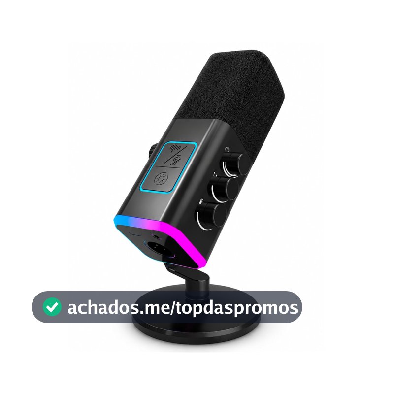 Microfone dinâmico USB/XLR para gravação de podcast,microfone streaming para jogos de computador com RGB,botão de mudo,conector para fones de ouvido,suporte de mesa，para cantar e YouTube- AM8