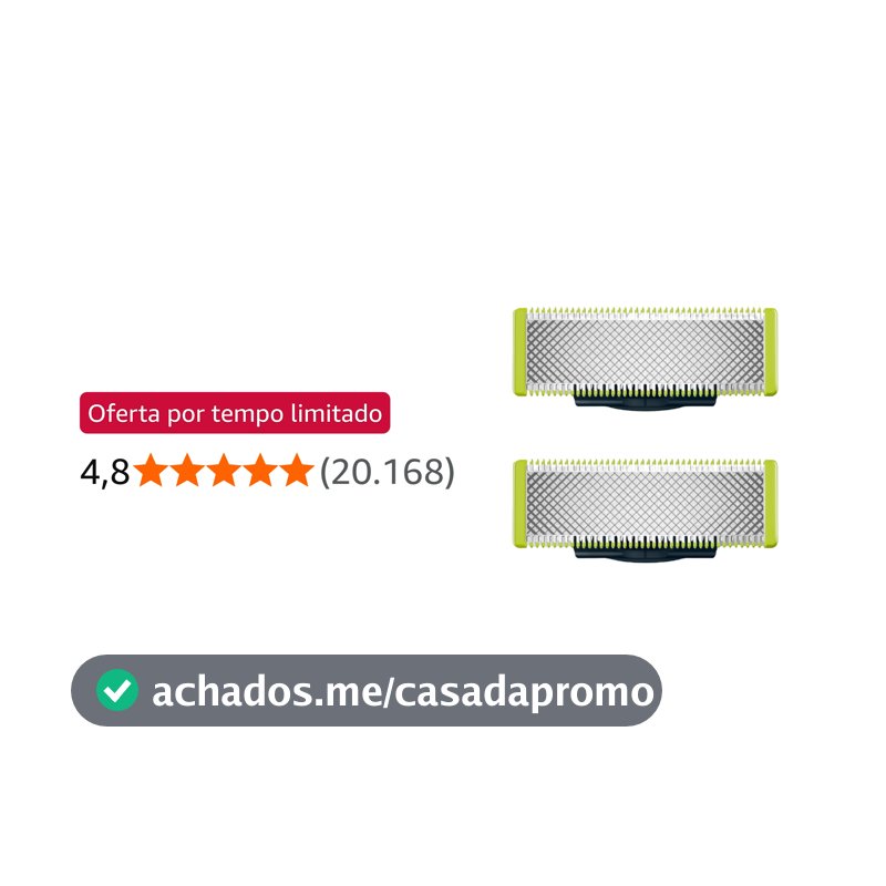 Philips OneBlade QP220/51 Lâminas de Reposição Masculinas em Aço Inoxidável – Pacote com 2 Unidades