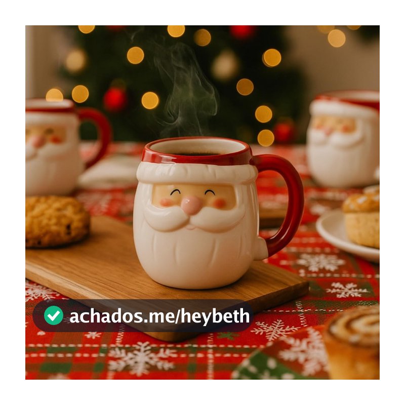 Caneca de Natal Papai Noel 330ml em Dolomita Premium Caneca Natalina Decorativa Natal Temática para Café Chá e Bebidas Quentes