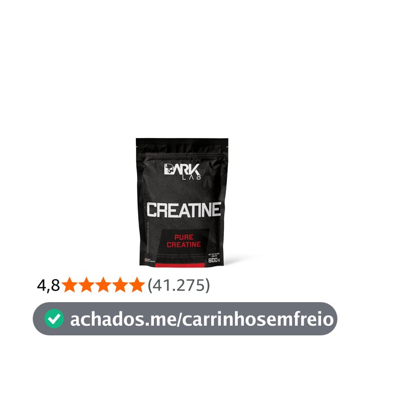 Creatina Pura Dark Lab, Monohidratada 100% de Pureza, Sem Glúten, Sem Sabor (600g)